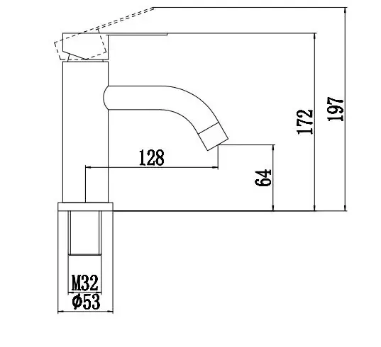 Смеситель для раковины однорычажный Fmark нержавеющая сталь на гайке Fmark (арт. FS8201)