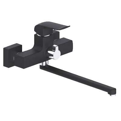 Смеситель для ванны однорычажный Gappo длинный излив переключатель на корпусе хром/чёрный латунь GAPPO (арт. G2250)