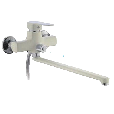 Смеситель для ванны однорычажный Frud длинный излив переключатель на корпусе хром/белый Frud (арт. R22301)