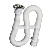 Изображение Сифон гофрированный с нержавеющей чашкой Ø70мм белый Виркэн (арт. 30980132)
