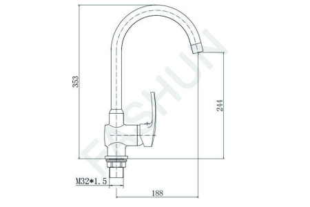 Смеситель для кухни однорычажный Fashun высокий излив латунь FASHUN (арт. A4066)
