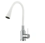 Смеситель для кухни Lemen гибкий излив на гайке высокий излив хром/белый LEMEN (арт. LA-9022W)