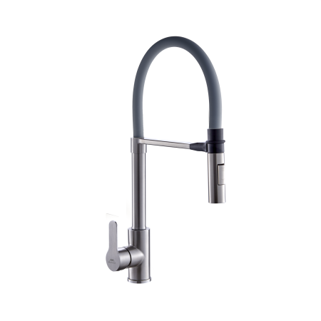 Смеситель для кухни однорычажный Fashun гибкий излив нержавейка/серый FASHUN (арт. A54511-12)