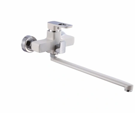 Смеситель для ванны однорычажный D-Lin длинный излив хром/белый D-Lin (арт. D147366-C)