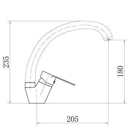 Смеситель для кухни однорычажный Fashun высокий излив нержавейка FASHUN (арт. A54113)