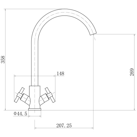 Смеситель-елочка Fashun высокий излив нержавейка FRAP (арт. A54028)