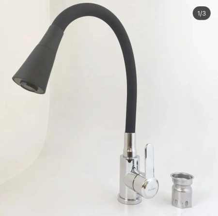 Смеситель для кухни Pursh гибкий излив хром/чёрный Pursh (арт. R99307-E8)