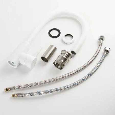 Смеситель для кухни однорычажный Feinise гибкий излив белый FEINISE (арт. B49133AE-7)