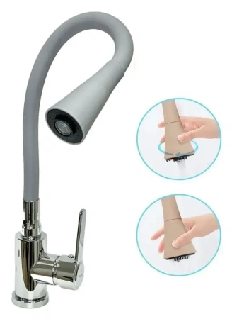 Смеситель для кухни Pursh гибкий излив хром/серый Pursh (арт. R99307-H8)