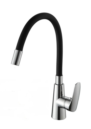 Смеситель для кухни однорычажный Ammore гибкий излив хром/чёрный Ammore (арт. A5505-1)