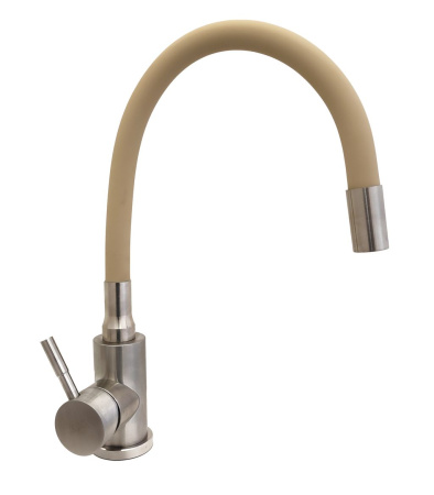 Смеситель для кухни однорычажный Lemen гибкий излив бежевый нержавейка LEMEN (арт. LA9006M)