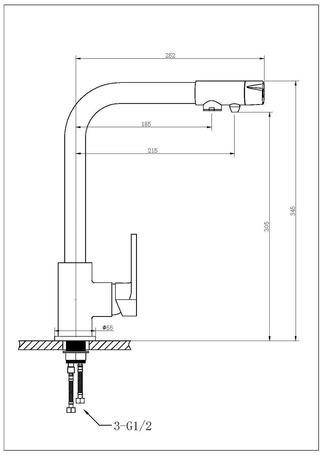 Смеситель для кухни Feinise на гайке для фильтра питьевой воды высокий излив чёрный FEINISE (арт. S9039-8)