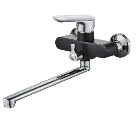 Смеситель для ванны Ammore однорычажный длинный излив хром/чёрный Ammore (арт. A4708-A)