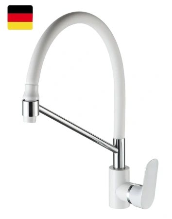 Смеситель для кухни  Ammore гибкий излив хром/белый Ammore (арт. A5708-C)