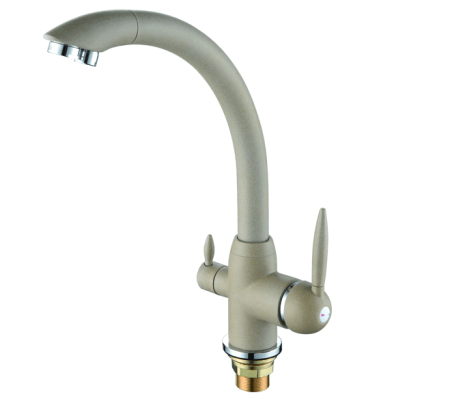 Смеситель для кухни Feinise на гайке для фильтра питьевой воды высокий излив бежевый FEINISE (арт. S9034-12)