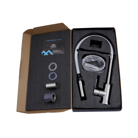 Смеситель для кухни однорычажный Fashun гибкий излив нержавейка/белый FASHUN (арт. A54511-8)