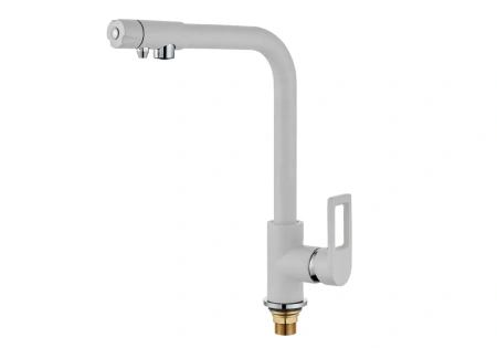 Смеситель для кухни Feinise на гайке для фильтра питьевой воды высокий излив белый латунь FEINISE (арт. S9039-7)