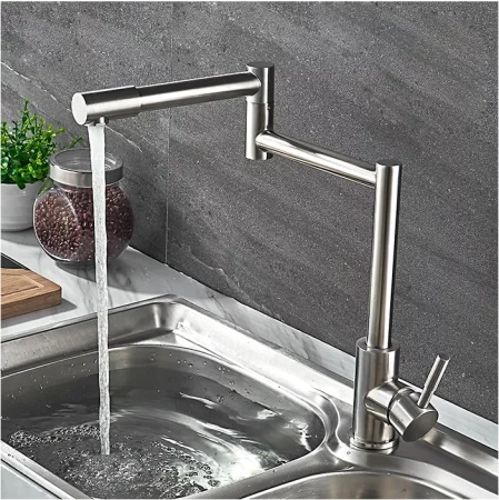 Смеситель для кухни однорычажный Fashun высокий излив для широких моек нержавейка FASHUN (арт. A54409)