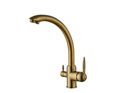 Смеситель для кухни Feinise на гайке для фильтра питьевой воды высокий излив золото FEINISE (арт. S9034-26)