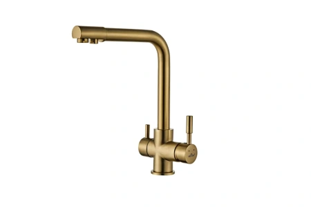 Смеситель для кухни Feinise на гайке для фильтра питьевой воды высокий излив золото латунь FEINISE (арт. S9033-26)
