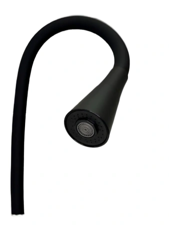 Смеситель для кухни Lemen гибкий излив на гайке высокий излив хром/чёрный LEMEN (арт. LA-9022E)