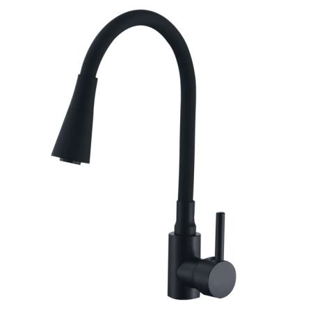 Смеситель для кухни однорычажный Ammore гибкий излив хром/чёрный Ammore (арт. A5510-1T)