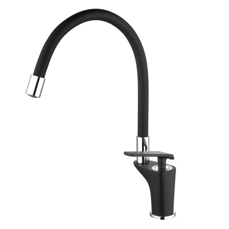 Смеситель для кухни однорычажный Fashun гибкий излив хром/чёрный латунь FASHUN (арт. A4081-7)