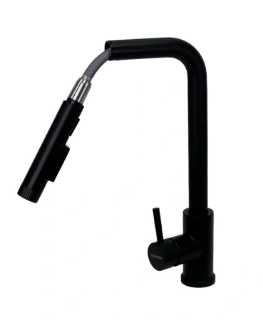 Смеситель для кухни однорычажный Lemen с подключением фильтра высокий излив чёрный LEMEN (арт. G66300E)