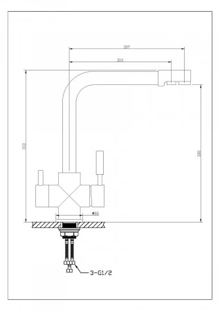 Смеситель для кухни Feinise на гайке для фильтра питьевой воды сатин латунь FEINISE (арт. S9033-5)