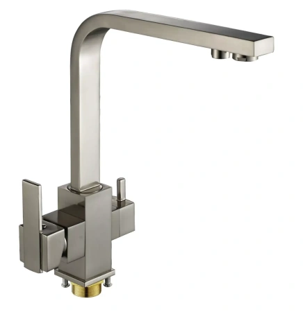 Смеситель для кухни Oute высокий излив на гайке для фильтра питьевой воды сатин латунь OUTE (арт. T663BL)