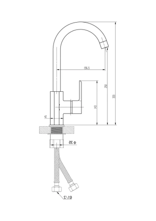 Смеситель для кухни однорычажный Yindaf высокий излив хром/белый Yindaf (арт. Y49155-7)