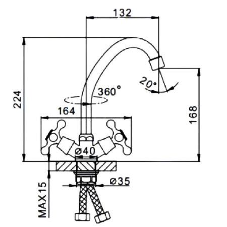 Смеситель-елочка Frap FRAP (арт. F4009-2)