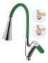 Смеситель для кухни однорычажный Ammore гибкий нос хром/зеленый Ammore (арт. A5007-5T)