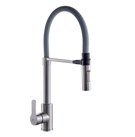 Смеситель для кухни однорычажный Fashun гибкий излив нержавейка/серый FASHUN (арт. A54511-12)