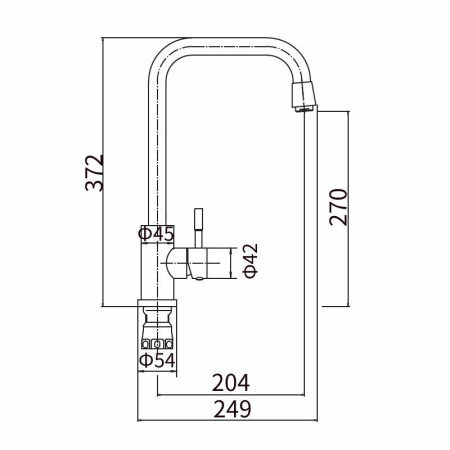 Смеситель для кухни однорычажный Fashun высокий излив нержавейка FASHUN (арт. A54909-A)