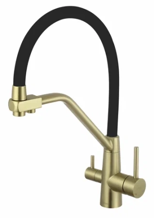 Смеситель для кухни Fmark гибкий излив на гайке для фильтра питьевой воды бронза/чёрный Fmark (арт. FS0662-C01)