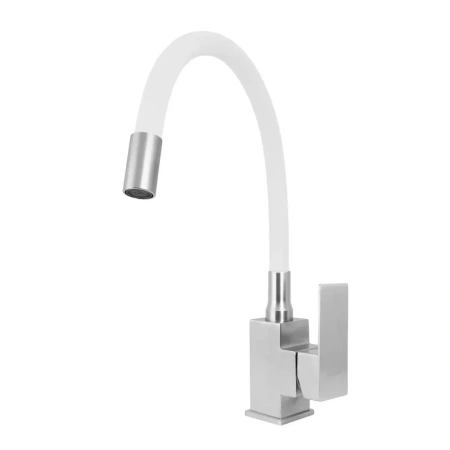Смеситель для кухни Lemen высокий излив белый нержавейка LEMEN (арт. G99301-W9)