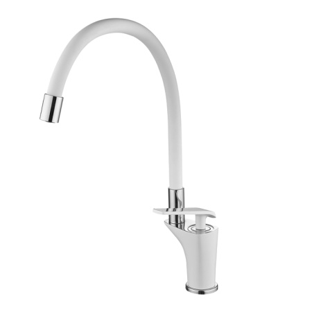 Смеситель для кухни однорычажный Fashun гибкий излив хром/белый латунь FASHUN (арт. A4081-8)