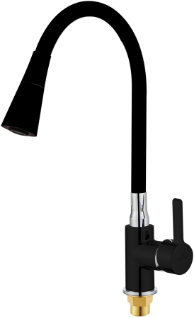 Смеситель для кухни Feinise гибкий излив на гайке хром/чёрный  FEINISE (арт. S49138R9-8)