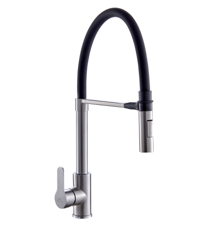 Смеситель для кухни однорычажный Fashun гибкий излив нержавейка/чёрный FASHUN (арт. A54511-7)