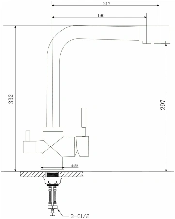 Смеситель для кухни Feinise на гайке для фильтра питьевой воды песочный латунь FEINISE (арт. S9040-12)