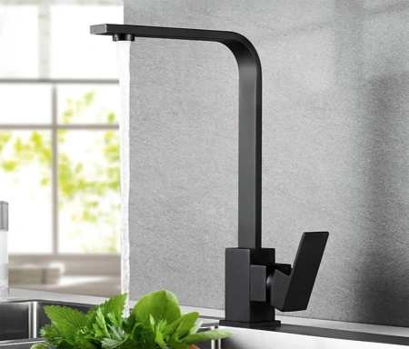 Смеситель для кухни Pursh высокий излив чёрный Pursh (арт. R97301E)